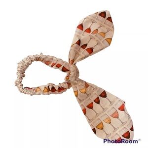 Wine glasses multi print hair tie scrunchie hand made USA cotton rare fun beach